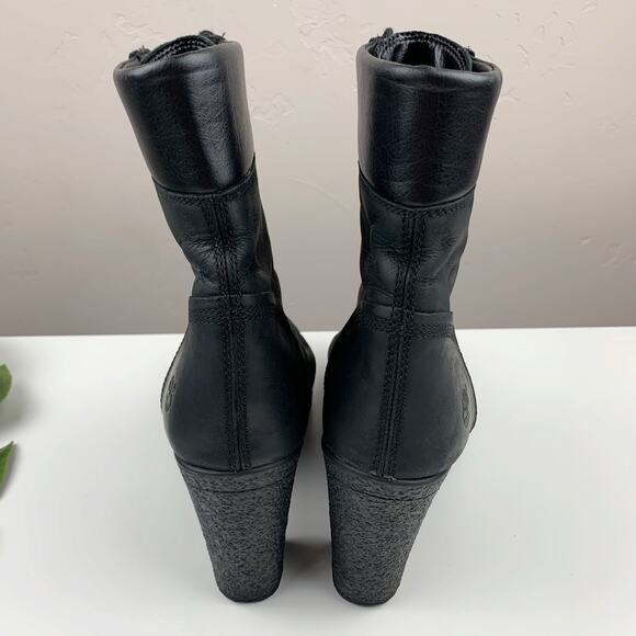 Timberland Glancy Ankle Boots Heeled Black Leather Lace Up Women's 8 - Picture 10 of 12